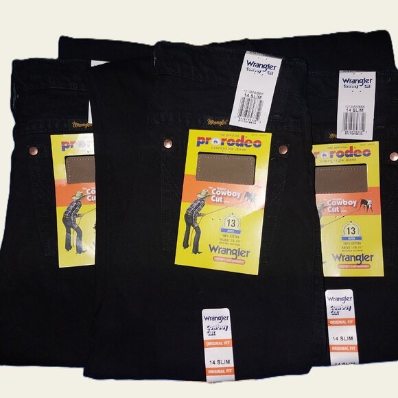 (3) Wrangler Pro Rodeo Boys Cowboy Cut Original Fit Jeans-14 slim fit. - Picture 2 of 5